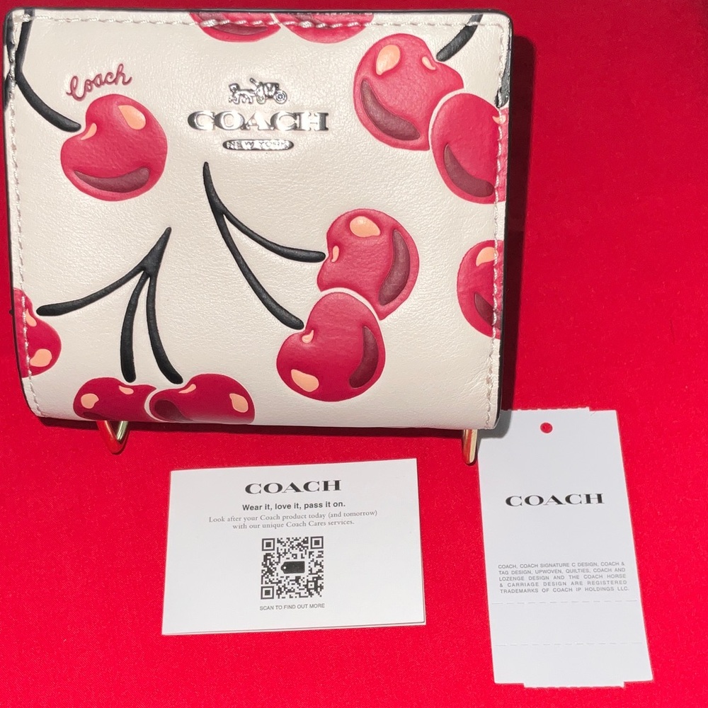 NWT Coach Snap Wallet With Cherry Design - Picture 3 of 11